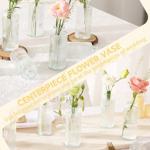 12PCS Mini Bud Vases As Vertical Wedding Centerpieces for Tables,Clear Bud Vases for Flowers,Small Flower Vases Suitable for Birthday Party,Anniversary,Wedding,Baby Shower (Clear-5.2in) - size: 12PCS
