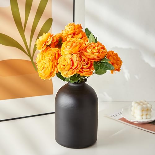 Matte Black Metal Vase, Modern Minimalist Narrow Neck Flower Vase for Home Decor, Table Centerpiece, Artificial Flowers & Floral Arrangements - color: Black