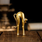 CHOVY Retro Handcrafted Stretching Cat Sculpture - 100% Solid Brass Elegant Desk & Tabletop Decor, Collectible Art Ornament for Home & Office | Unique Gift for Cat Lovers - style: Stretching cat