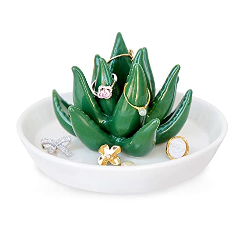PUDDING CABIN Succulent Ring Holder Dish Cactus Gift for Women Birthday Gift for Mom Friend Bridesmaid Wedding Christmas Valentines Housewarming Gift, Decorative Cacti Decor for Home Gifts - style: Succulent