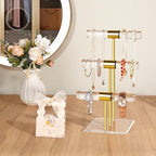 3-Tier Necklace Holder Bracelet Holder, Gold Acrylic Jewelry Display Stand Crystal T Bar Jewelry Organizer Gift for Women - style: 3-Tier 1pc