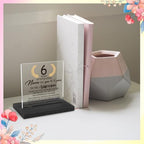 6 Years Work Anniversary Desk Decor Gifts for Employee, 6th Grade Promotion Gifts for Coworker,Modern Transparent Acrylic Desk Plaque with Inspirational Quotes, 10 x 10 x 1.5 cm,XXY106 - style: 6 Years Work Anniversary