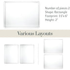 STORi SimpleSort 2-Piece Stackable Clear Drawer Organizer Set | 12" x 9" x 2" Rectangle Trays | Wide Makeup Vanity Storage Bins and Office Desk Drawer Dividers | Made in USA - size: 12x9x2"