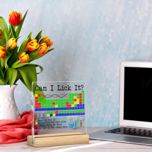 Chemistry Gifts Science Decor Periodic Table of Elements Science Gifts Teacher Desk Decor Can I Lick It Periodic Table Acrylic Humor Gift for Women Men Teacher Friend - color: Can I Lick It