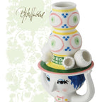Bjørn Wiinblad Lady with Hat Candleholder | Hand-Painted Glazed Ceramic | Pink | 6.3 in