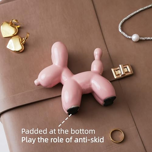 Small Balloon Dog Statue Decor, Modern Ceramic Animal Statues Decorative Ornaments for Living Room Bedroom Bookshelf Coffe Table and Office Display (Pink) - color: Pink