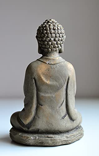 Biedermann & Sons Gray Stone Buddha Tea Light Holder, Light Gray with Gold Highlights, 6 Inch Wide x 8 Inch Tall, Decorative Tealight Accent for Calm Home Decor - color: Sitting Tealight Holder