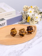 Jovivi Crystal Owl Decor Tiger Eye Healing Stone Crystal Pocket Owls Figurine Statue Hand Carved Polished Natural Gemstone Sculpture Home Office Desk Meditation Gift - color: Tiger Eye