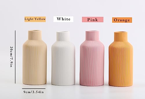 Pink Ceramic Vase for Decor,Minimalist Modern Home,Small Flower Vase for Pampas Grass,Table,Shelf Bookshelf Decor,Mantel and Entryway Decorative(8 in) - color: Pink