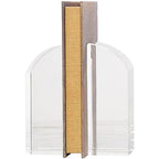 Deco 79 Crystal Geometric Decorative Bookends Arched Non Skid Bookends, Set of 2 Office Bookends2 W, 6" H, Clear - size: 2"W, 6"H