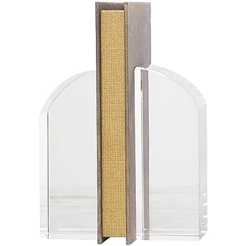 Deco 79 Crystal Geometric Decorative Bookends Arched Non Skid Bookends, Set of 2 Office Bookends2 W, 6" H, Clear - size: 2"W, 6"H
