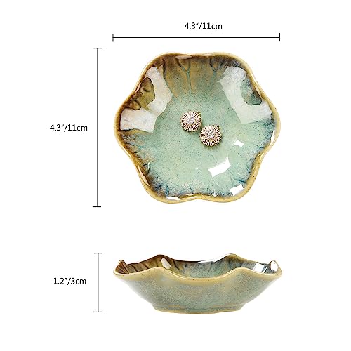 JAMEND CLXP Lotus Leaf Shape Ring Holder Dish, Small Key Bowl, Ceramic Trinket Tray Jewelry Dish Organizing Necklace Earrings for Mom Friend Sister. All Jewelries Are NOT Included. Crystal Green. - color: Crystal Green-Lotus