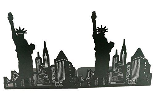 One Pair Fashion Modern Landmark Theme Style Thickening Iron Library School Metal Bookends Book End Perfect Mother's Day Gift (New York Statue) - color: Statue of Liberty