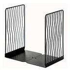 Minimalist Style Bookends Metal Adjustable Books Holder Stand Book Rack Desk Bookend - Curve, Black - color: Curve, Black