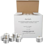 Tea Light Candles in Metal Cups - 8 Hours Clean, Long Burning White Unscented - 250 Votive Candles Bulk for Romantic Dinner, Wedding, Spa & Hotels by PARNOO - style: 250 Pack 8 Hours Burn Time