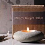 Handmade Pebble Tea Light Candle Holder 2 Pcs Handcrafted Tealight Holder for Zen Garden, Altar, Mantle, Desk, Table, Shelf
