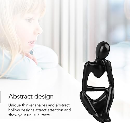 Abstract Thinker Statue | Synthetic Home Accent for Living Room/Office Desk/Bookshelf | Hollow Design Art Sculpture Collectible Present (Black Left) - style: Black Left