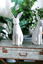Deco 79 Polystone Rabbit Decorative Garden Sculpture Indoor Outdoor Garden Statue, Outdoor Sculpture 7" x 8" x 20", Gray - size: 7" x 8" x 20"