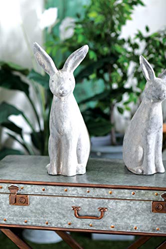 Deco 79 Polystone Rabbit Decorative Garden Sculpture Indoor Outdoor Garden Statue, Outdoor Sculpture 7" x 8" x 20", Gray - size: 7" x 8" x 20"