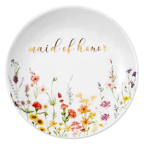 Crisky Jewelry Ring Dish for Maid of Honor Gifts from the Bride, Personalized Bridesmaid Proposal Gifts Idea Trinket Tray - style: Wedding Maid of Honor