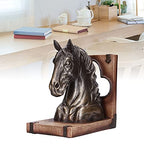 MINGZHE Horse Head Art Bookends Horse Head Sculpture Multifunctional Horse Head Sculpture Resin Horse Bookends Horse Bookends Horse Wall Art for Home Living Room(BS20900 Bronze Horse (Single))