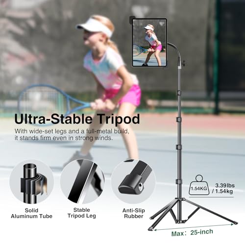 elitehood Aluminum Diagonal Design 72" iPad Tripod Floor Stand, Heavy Duty Adjustable Tablet Stand Holder, Flexible Gooseneck iPad Stand for Pro 13 12.9 11, Air, Samsung Tab and More 9-14.2" Devices - size: 9–14.2" · Diagonal Clamp