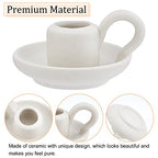 AHANDMAKER 2 Styles Ceramic Taper Candle Holder, Nordic Style Candlestick with Handle, White Porcelain Candlelight Stand, for Home Wedding Party