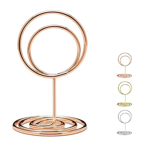 Jofefe 20Pcs Table Number Holders, Place Card Holder, Mini Table Card Holders, Cute Picture Holder Photo Holders for Wedding Reception Party, Table Centerpieces (Rose Gold) - color: Rose Gold