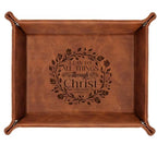 Personalized Leather Tray Philippians 4:13 – Custom Engraved Men’s Valet Tray Organizer with Name or Initials – Religious - style: philippians 4:13