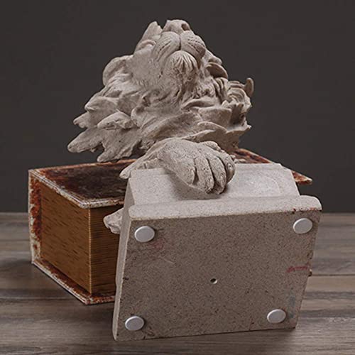 H&W Sandstone Lion - The King of Beasts - Statue Decoration for Home/Study/Living Room, Great Collectible Figurines, Best Gift for The Man, Sandstone Color (HH17-D2) - color: Sandstone