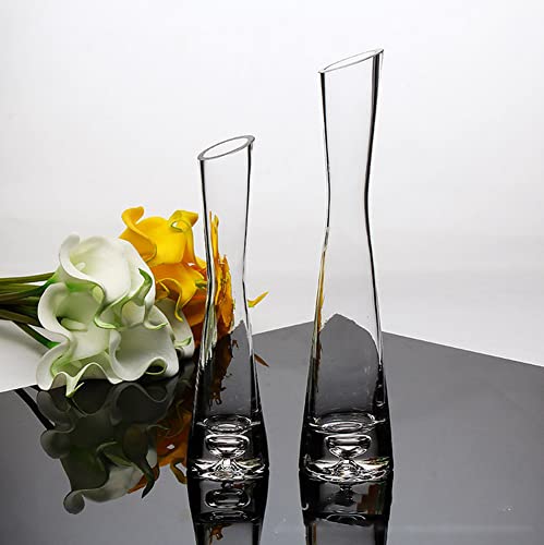Hand-Made Blown Bud Vase Clear Small Glass Flower Vase Single Stem Vases for Home Wedding Decor 7.87inch Height - size: 20cm/7.87inch