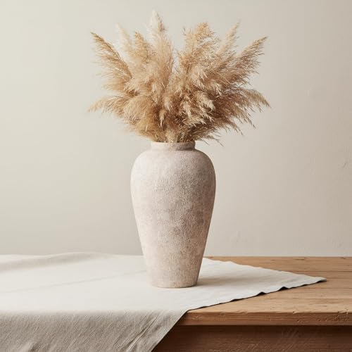Ceramic Flower Vase Home Decor - 9.2 inch Large Farmhouse Table Vases, Rustic Decorative Vases for Kitchen Living Room Coffee Dining Shelf Mantel Decoration - color: Farmhouse Grey-9.2"