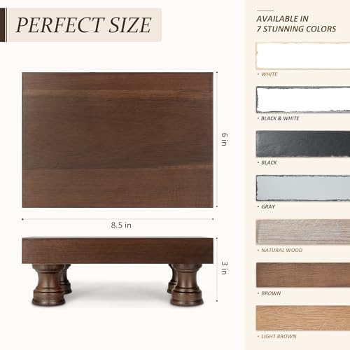 EOSAHR Decorative Display Risers for Farmhouse Decor - Acacia Wood Risers Display Stands for Bathroom Counter Organizer & Kitchen Sink Organizer (Brown Acacia Wood) - color: B-Dark Acacia