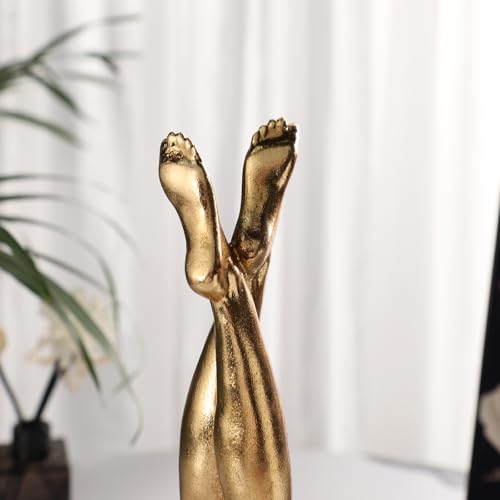 Golden Legs Sculpture Elegant Resin Home Decor Legs Statues Versatile Indoor/Outdoor Ornament, Bedroom, Office Desktop, Cabinets, Perfect (Straight Leg) - color: Straight Leg