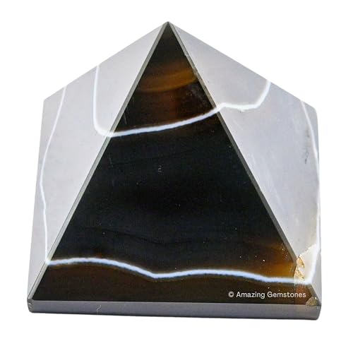 Amazing Gemstone Black Onyx Pyramid Crystal Healing Stones - 2" Great Pyramid Figurine of Natural Stone Pyramid for Meditation, Reiki, Chakra Balancing and Crystal Pyramids Grid - color: Black Onyx