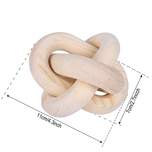 Jlong Wood Knot Decor, 3-Link Wood Chain Link Coffee Table Decor, Small Shelf Decor Accents, Hand Carved Modern Farmhouse Boho Wooden Knot Decorative Chain Wood Decor for Living Room Bedroom Office - color: Natural