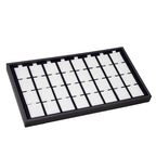 Ikee Design 2 Pcs Set Black Earring Display Tray with 32 Earring Cards Organizer, Jewelry Tray Display for Stud Earring Collection, 100pcs Earring Puffy Cards, 14 3/4W x 8 1/4D x 1H in, White, Black - color: Large Earring Card