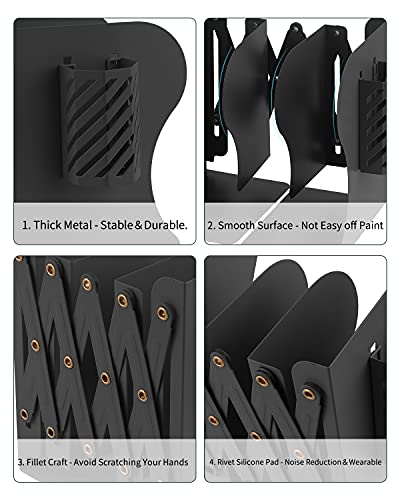MSDADA Adjustable Bookends, Book Ends for Heavy Books, Expandable Book Organizer with Pen Holder for Desk, Shelf, Office,School, Thanksgiving for Students and Teachers (Black) - color: Black