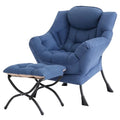 Tiita Lazy Chair with Ottoman, Blue Modern Large Accent Chair, Comfy Leisure Sofa Armchair with Ottoman, Reading Chair with Footrest for Bedroom, Living Room, Dorm Rooms, Blue - color: Blue