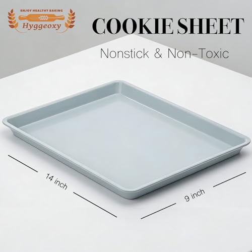 Ceramic Baking Sheet, Cookie Sheets for Baking 14x9", Non-Stick & Non-Toxic Ceramic Coating, 2.2mm Thick Aluminum Oven Trays for Cooking, PTFE & PFOA Free - size: baking sheet 14x9"