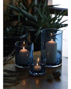 ARIAMOTION Blue Candle Holder for Pillar Tealights Modern Bubbles Glass Hurricane Cylinder Vases Table centerpieces Kitchen Island Dining Room Coffee Bar 8" 5" 3.5" Height Set 3 - color: Bubbles Blue