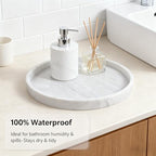 Silicone Bathroom Tray - 9-Inch Round Vanity Tray, Suitable for Candles, Perfumes, Soap Dispensers (Marble White) - color: Marble White