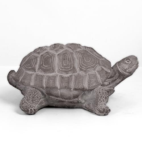 Modern Small Standing Turtle Figurine, Unique Cement Figurines, Handcrafted Decorative Washed Concrete Finish White Sculpture for Home, Garden,Office: 12.50"x9.00"x5.75"H - size: 12.50"x9.00"x5.75"H
