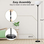 RISLG Standing Lamp, Led Floor Lamps for Living Room, Drop-Resistant White Lampshade, Rotary Switch, Industrial Metal Tall Lamp for Living Room Bedroom Study Office Kid’s Room - color: Black