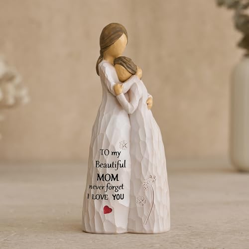 NAN ZAI NAN FANG Mother Daughter Figurine for Mom Resin Hand Painted Sculpture Birthday Valentines Christmas Mothers Day Heartfelt Gifts for Daughter Mom Mother-in-Law - style: Mother and Daughter