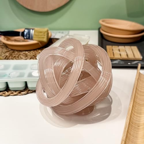 Glass Knot Teal Orbit Ball - 6 Inch Hand Blown Infinity Sculpture Decor Glass Orbit Home Decor Table Decoration Interio Art - color: Pink, size: 6" Diameter