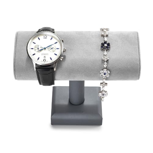 Oirlv Premium Leather Watch Stand for Men T-bar Watch Display Stand for Watches Bracelet Holder Jewelry Display Stand (Light Grey) - color: Light Grey