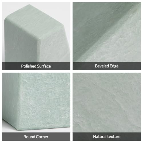 Luxury Marble Bookends for Shelves, 11LB Heavy Duty Marble Book Ends for Heavy Books, Stone Bookends Decorative, Polished, Light Green Triangular, Set of 2 - color: Light Green, size: 3.9×3×6 Inch