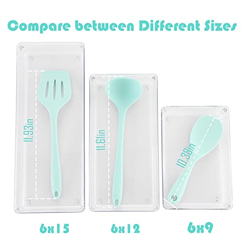 5 Pack Clear Plastic Drawer Organizer Tray Cutlery Utensil Makeups Drawer Silverware Organizers 6" X 9" - size: 5 Pack 6"x9" Clear Plastic