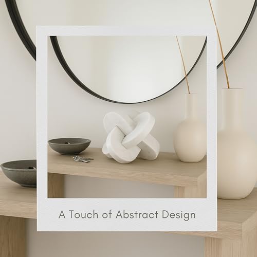 Liam White Marble Knots Decorative Object – Stone & Marble Modern Home Decor Accent – Artistic Shelf Styling & Coffee Table Decor for Office & Living Room – 9", White